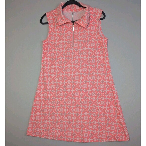 Lulu B Dresses & Skirts - Lulu B Sleeveless Swing Dress Womens Large SPF Fabric Pink Floral Stretchy Beach